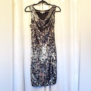 Olivia Matthews black and silver sequin dress